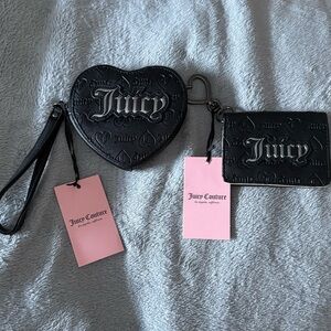 SOLD Juicy Couture ID card wallet/keychain & heart wristlet coin purse set NWT!